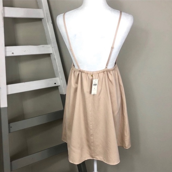 Anthropologie Harlyn Nude Satin Babydoll A-Line Mini Dress Large Size L - Picture 6 of 11